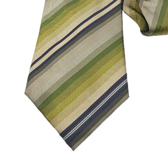 Alfani Other - Alfani Silk Tie Men’s 60” Green Navy Thin Stripe Retro Preppy Wide New